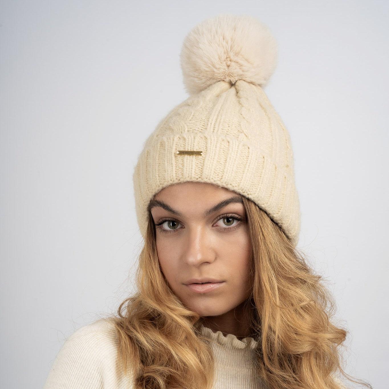 Laura Satin Lined With Detachable Pom - Cream – The Pretty Hat
